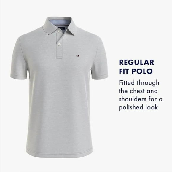 NWT Tommy Hilfiger Men's Short Sleeve Moisture Wicking Polo Shirt heather gray - Picture 2 of 6